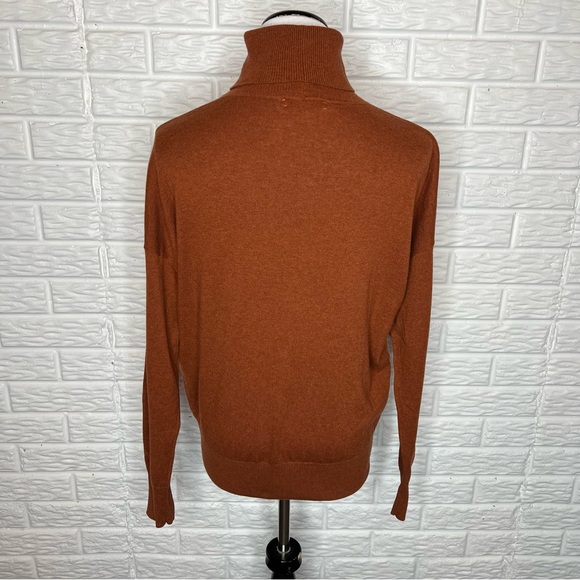 MADEWELL Brookhaven Turtleneck Wool Blend Sweater Rust Brown - Picture 7 of 10